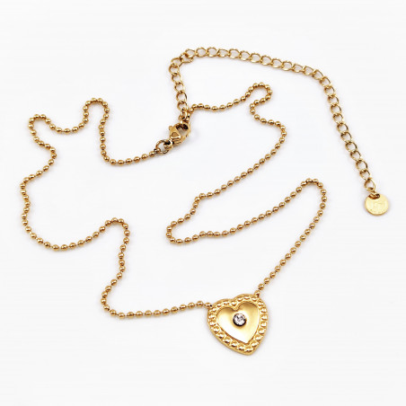 Dottilove Bolletjes Ketting Dames - Geel Gold Plated op RVS - Bolletjeshalsband met Hart