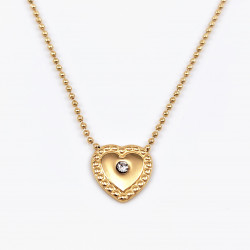 Dottilove Bolletjes Ketting Dames - Geel Gold Plated op RVS - Bolletjeshalsband met Hart