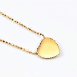 Dottilove Bolletjes Ketting Dames - Geel Gold Plated op RVS - Bolletjeshalsband met Hart