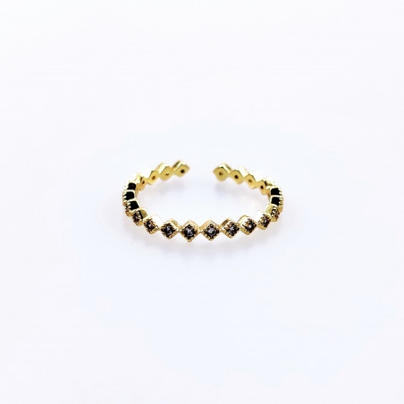 Dottilove - Smale Ring met Zirkonias - Gold Plated - One Size Dames Ruitvorm Ring