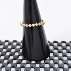 Dottilove - Smale Ring met Zirkonias - Gold Plated - One Size Dames Ruitvorm Ring