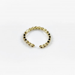 Dottilove - Smale Ring met Zirkonias - Gold Plated - One Size Dames Ruitvorm Ring