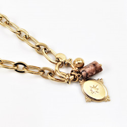 Dottillove Schakelketting met Hangers - RVS Geel Gold Plated - Kabel Ketting Dames