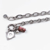Dottillove Schakelketting met Hangers - RVS Wit Gold Plated - Kabel Ketting Dames