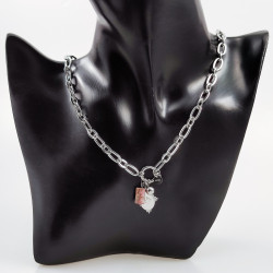 Dottillove Schakelketting met Hangers - RVS Wit Gold Plated - Kabel Ketting Dames