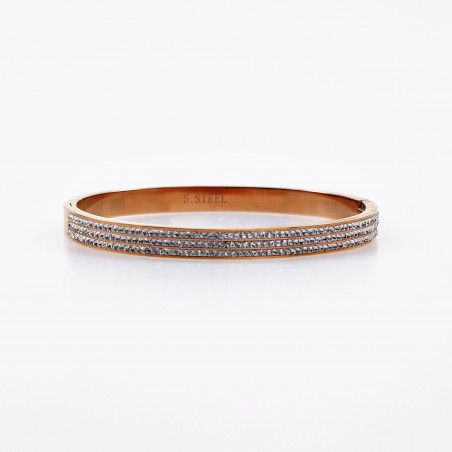 Dames Bangle Armband met Zirkonias - RVS Roségoudkleur