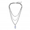 Dottilove 3 Lagen Ketting met Parelmoer Hanger - Wit Gold Plated op RVS - Ketting Dames