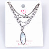 Dottilove 3 Lagen Ketting met Parelmoer Hanger - Wit Gold Plated op RVS - Ketting Dames