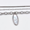 Dottilove 3 Lagen Ketting met Parelmoer Hanger - Wit Gold Plated op RVS - Ketting Dames