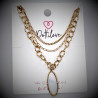 Dottilove 3 Lagen Ketting met Parelmoer Hanger - Geel Gold Plated op RVS - Ketting Dames
