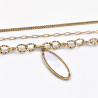 Dottilove 3 Lagen Ketting met Parelmoer Hanger - Geel Gold Plated op RVS - Ketting Dames