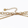 Dottilove 3 Lagen Ketting met Parelmoer Hanger - Geel Gold Plated op RVS - Ketting Dames