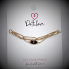 Dottilove Dames Armband 3 Lagen - Zwarte Natuursteen - RVS Geel Gold Plated - Schakelsarmband