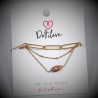 Dottilove Dames Armband 3 Lagen - Roze Natuursteen - RVS Geel Gold Plated - Schakelsarmband