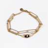 Dottilove Dames Armband 3 Lagen - Zwarte Natuursteen - RVS Geel Gold Plated - Schakelsarmband