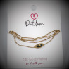 Dottilove Dames Armband 3 Lagen - Groen Natuursteen - RVS Geel Gold Plated - Schakelsarmband