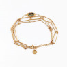 Dottilove Dames Armband 3 Lagen - Groen Natuursteen - RVS Geel Gold Plated - Schakelsarmband
