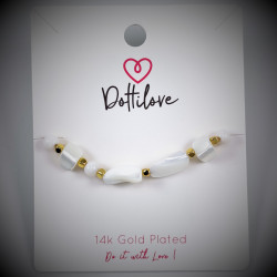 Dottilove Witte Natuursteen Armband Dames - RVS Geel Gold Plated - Schakelsarmband