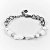 Dottilove Witte Natuursteen Armband Dames - RVS 14K Witgoud Verguld - Schakelsarmband