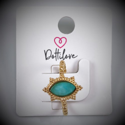 Dottilove Verstelbaar Ring Dames - Turquoise Steen - RVS Geel Gold Plated