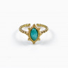Dottilove Verstelbaar Ring Dames - Turquoise Steen - RVS Geel Gold Plated