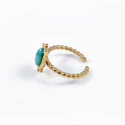 Dottilove Verstelbaar Ring Dames - Turquoise Steen - RVS Geel Gold Plated