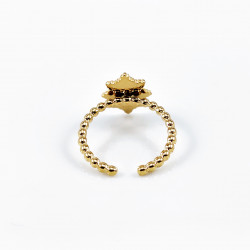 Dottilove Verstelbaar Ring Dames - Turquoise Steen - RVS Geel Gold Plated