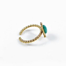 Dottilove Verstelbaar Ring Dames - Turquoise Steen - RVS Geel Gold Plated