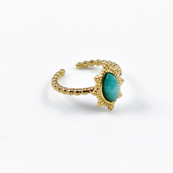 Dottilove Verstelbaar Ring Dames - Turquoise Steen - RVS Geel Gold Plated