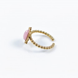 Dottilove Verstelbaar Ring Dames - Roze Steen - RVS Geel Gold Plated