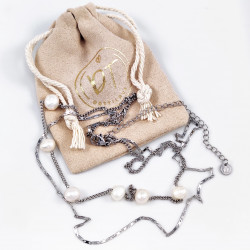 Dubbel Ketting met Zoetwaterparels Dames - RVS Plated - Dottillove