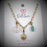 Paperclip Ketting Dames - RVS Geel Gold Plated - Dottillove Schakelketting - Natuursteen - Zoetwaterparels - Hart Hanger