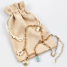 Paperclip Ketting Dames - RVS Geel Gold Plated - Dottillove Schakelketting - Natuursteen - Zoetwaterparels - Hart Hanger