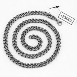 65cm x 8mm Cubaanse Ketting Heren - RVS Verouderde Zilverkleur - Schakelketting