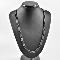 65cm x 8mm Cubaanse Ketting Heren - RVS Verouderde Zilverkleur - Schakelketting