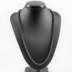 Griekse Ketting Heren - RVS Verouderde Zilverkleur - Ronde Schakelketting