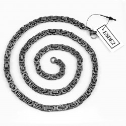 68cm x 6,5mm Platte Koningsketting Heren - RVS Verouderde Zilverkleur