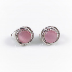 Roze Cabochon Clip-on Oorbellen Dames - 15mm Ronde Oorclips