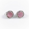 Roze Cabochon Clip-on Oorbellen Dames - 15mm Ronde Oorclips