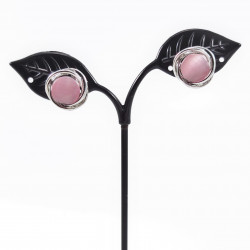 Roze Cabochon Clip-on Oorbellen Dames - 15mm Ronde Oorclips