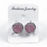 Roze Cabochon Clip-on Oorbellen Dames - 15mm Ronde Oorclips