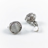 Grijswitte Cabochon Clip-on Oorbellen Dames - 15mm Ronde Oorclips