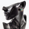 Roségoudkleurig Clip-on Oorbellen met Turquoise Cabochon - 15mm Ronde Oorclips Dames
