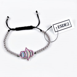 zilverkleurige Roestvrij Stalen Kralen Armband met Hand van Fatima