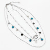 3 Lagen Ketting Dames - RVS Zilverkleur - Multilager Collier -Halskettingen met Turks Oog