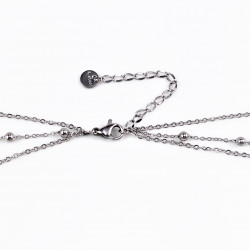 3 Lagen Ketting Dames - RVS Zilverkleur - Multilager Collier -Halskettingen met Turks Oog