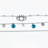 3 Lagen Ketting Dames - RVS Zilverkleur - Multilager Collier -Halskettingen met Turks Oog