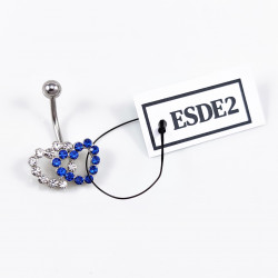RVS Dubbel-Harten Navelpiercing Wit-Blauw-Zirkonia