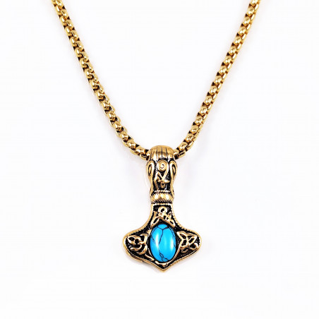 Ketting met Viking Thor's Hammer Hanger Heren Verguld Stalen Talisman