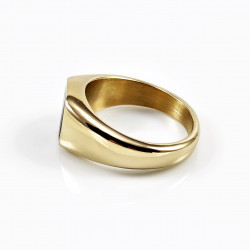Zegelring Unisex - Stalen Goudkleur - Ring met Zwart Emaille